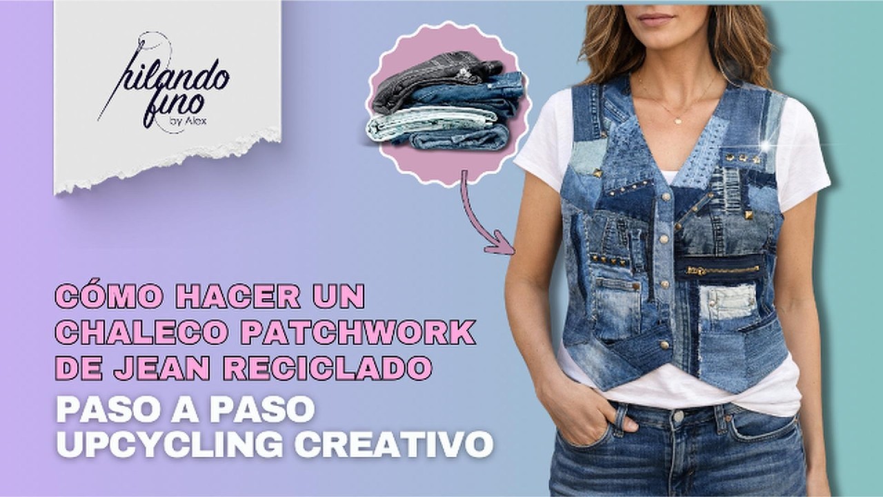 Cómo hacer un chaleco patchwork de jean reciclado paso a paso | Upcycling creativo