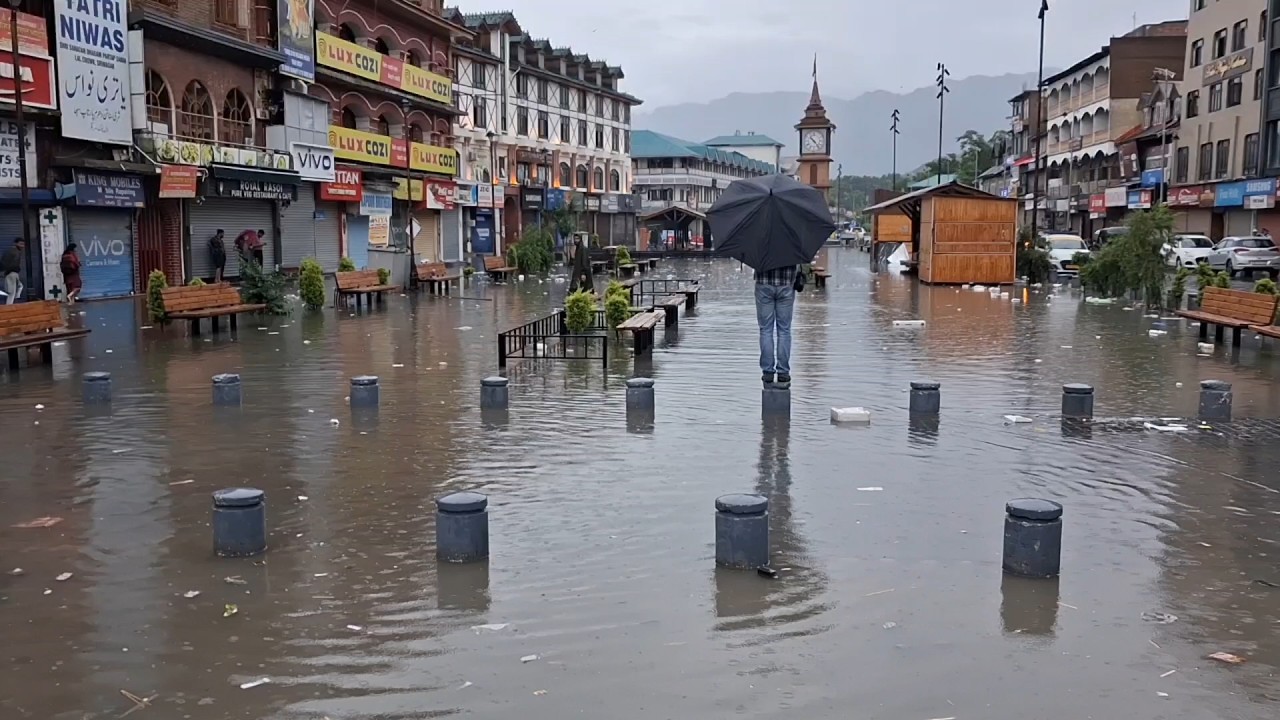 Water logging in several Srinagar areas after intense rains