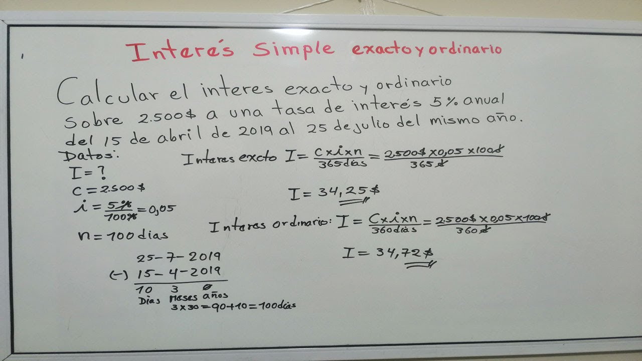 Interes Simple Ordinario y Exacto_ Ejemplo 1