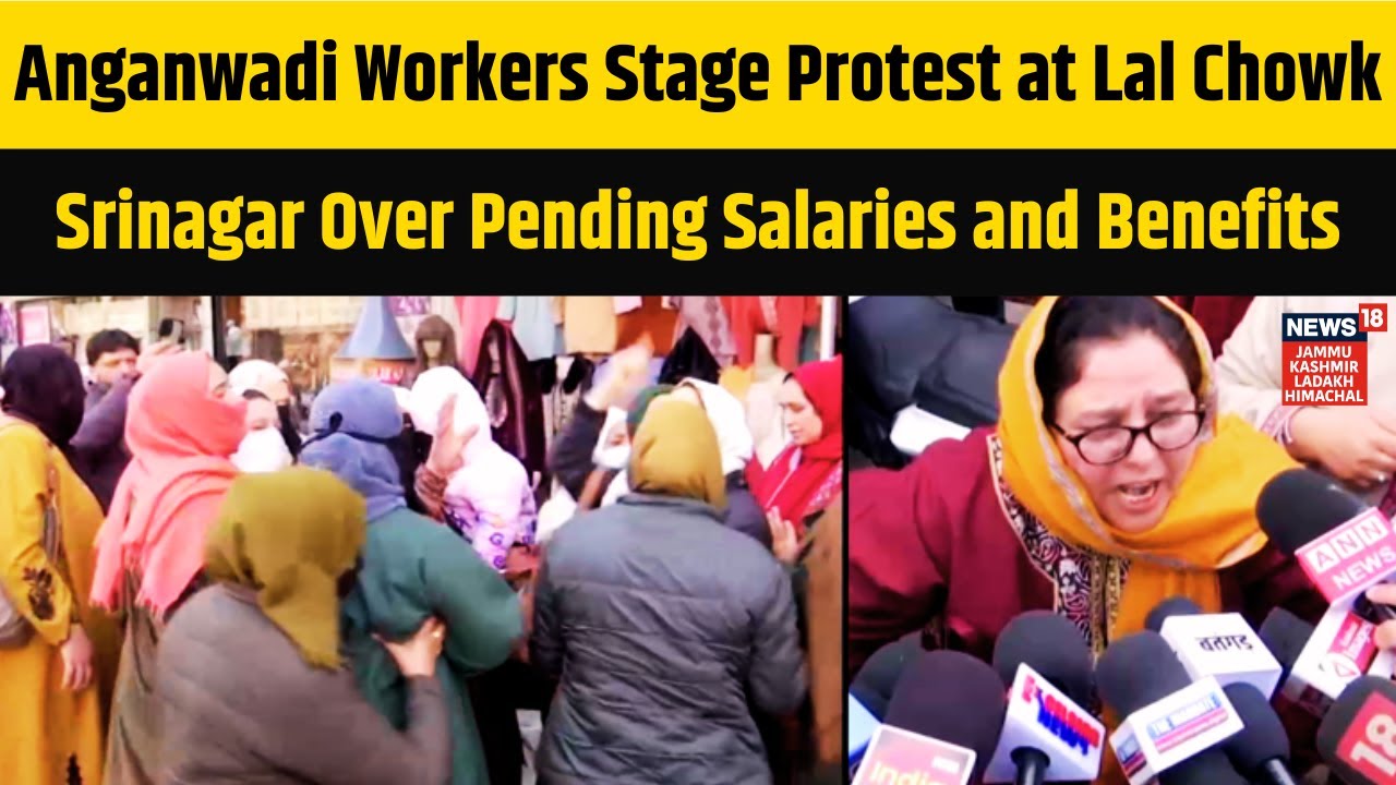 Anganwadi Workers Stage Protest at Lal Chowk Srinagar Over Pending Salaries and Benefits | N18V