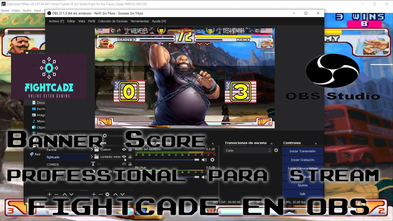 Banner, Score  professional para stream FIGHTCADE EN OBS