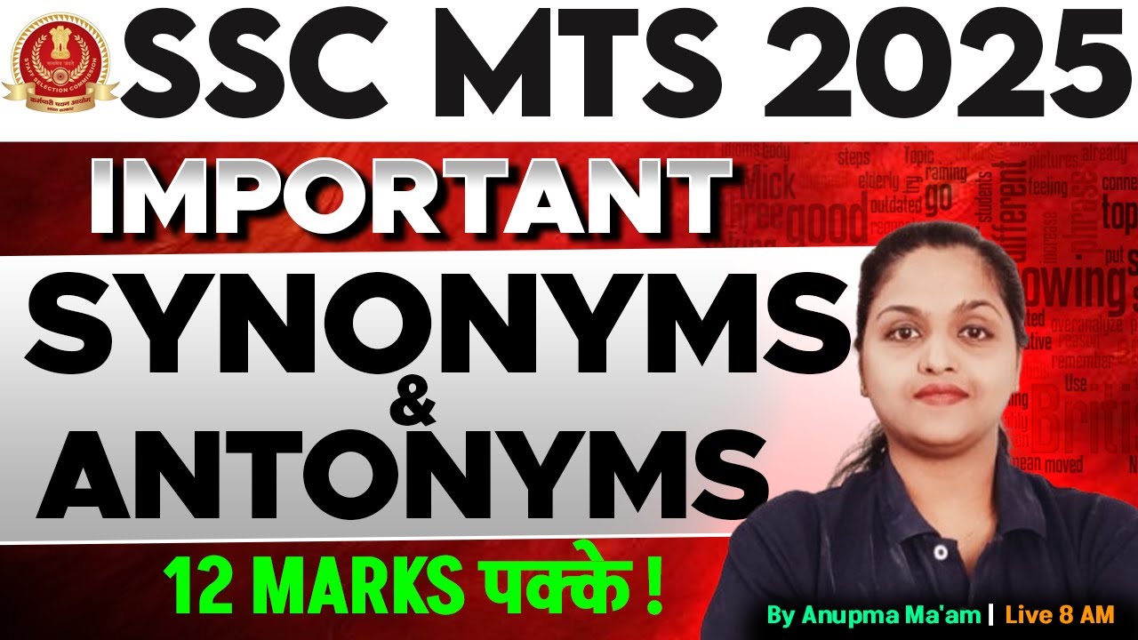 SSC MTS 2025 | SSC MTS English Vocab Marathon | Synonyms & Antonyms | by Anupama Ma'am | TESTBOOK