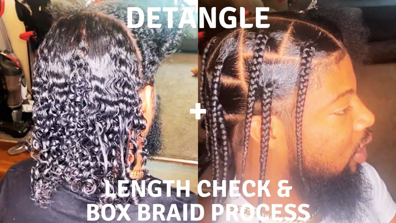 How to: Detangle 3b/3c hair + Length Check + *Updated* Box Braids for Men