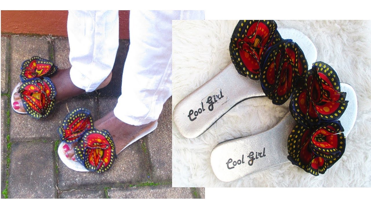 Sandals/Slippers with African Print Flowers-DIY