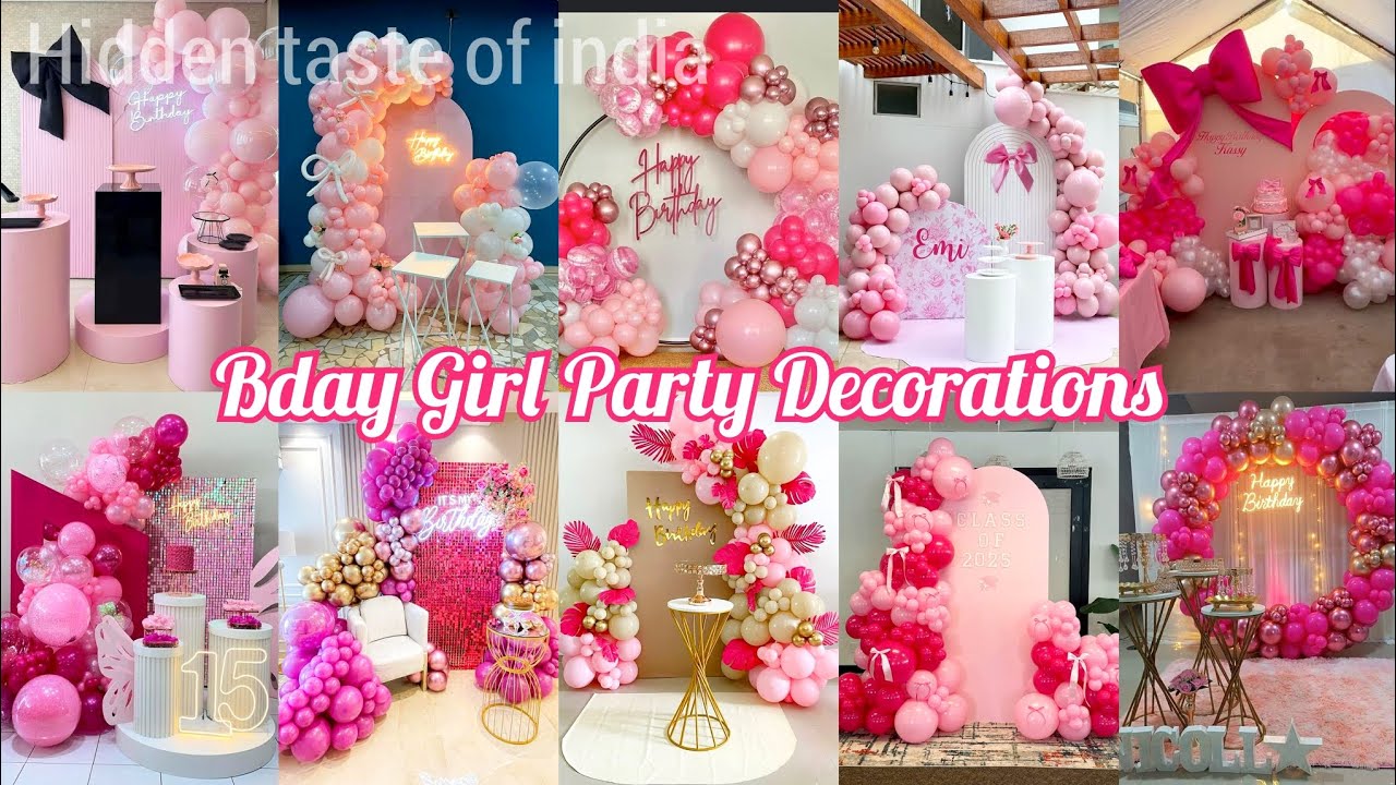 Baby Girl Birthday Party Decoration Ideas/Pink Colour Theme Birthday Decoration/Girl Birthday Party 
