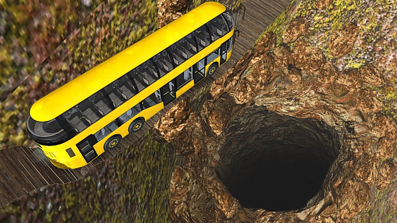 Suspension Bridge Over Abandoned Cave - BeamNG.drive