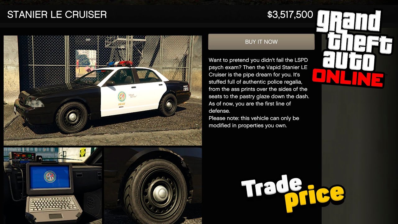Как разблокировать торговую цену на полицейскую машину Stanier Le Cruiser в GTA Online: The Chop ...
