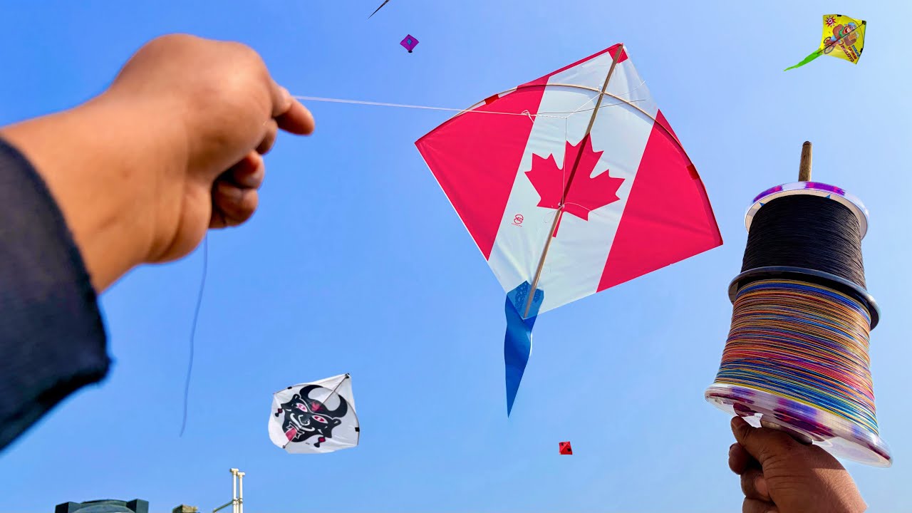 Kite Flying | Mini Canada Kite Fighting & Kite Cutting Trick | Kite