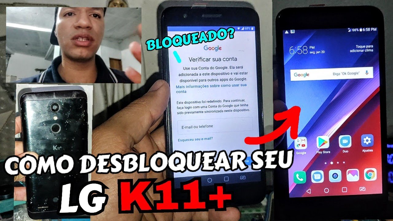 COMO DESBLOQUEAR CONTA GOOGLE DO CELULAR LG K11+, LG K11 PLUS SEM PC, SEM CHIP, GRÁTIS! BLOQUEADO?