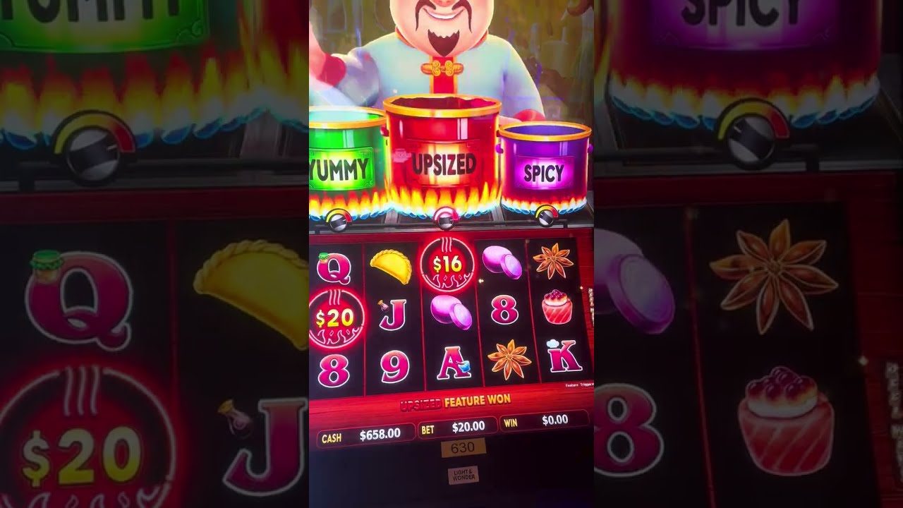 BIG HOT FLAMING POTS TASTY TREASURES-UPSIZED bonus! 5 cent denomination, $10 bet. Really fun game!