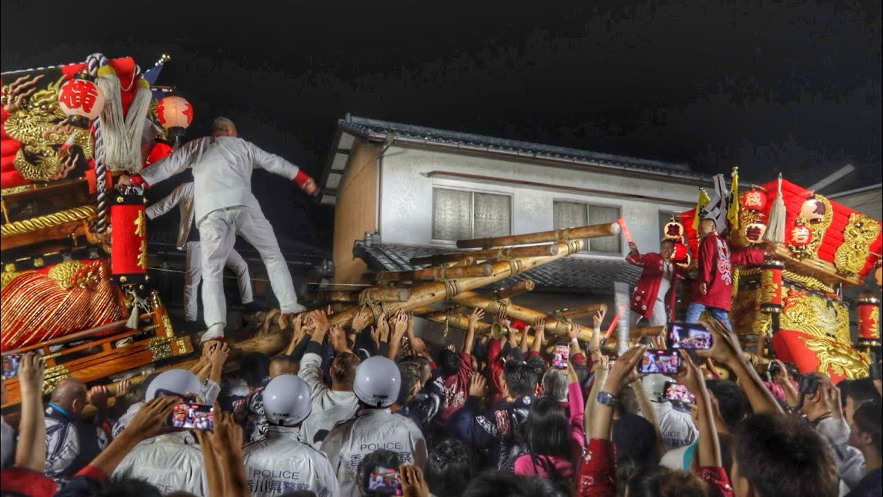 令和6年  香川県仲多度郡琴平町  琴平ちょうさ祭り  榎井地区  春日神社氏子祭り  喧嘩ちょうさ　差し上げなど。
