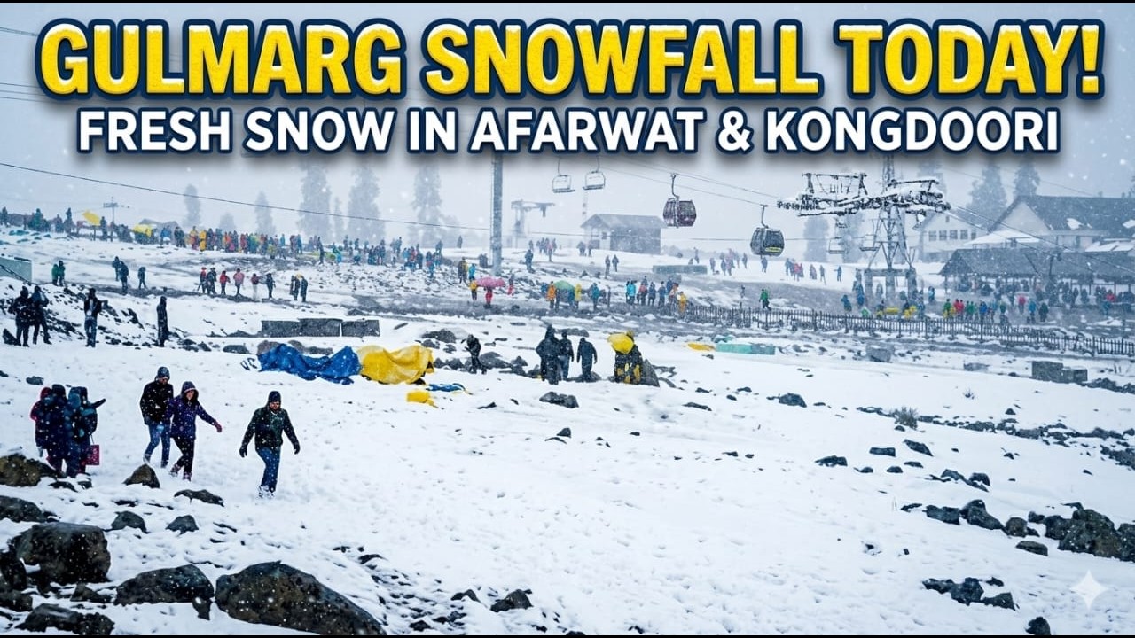 Fresh Snowfall Delights Tourists in Gulmarg, Afrwat & Kongdori Turn Winter Wonderland