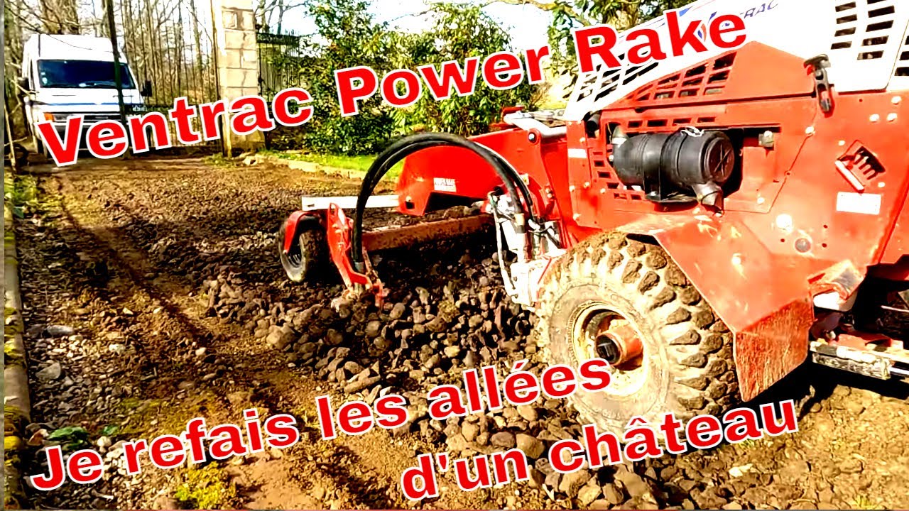 Tev espace vert et jardin: R&eacute;novation des all&eacute;es d'un ch&acirc;teau avec le Power Rake de Ventrac
