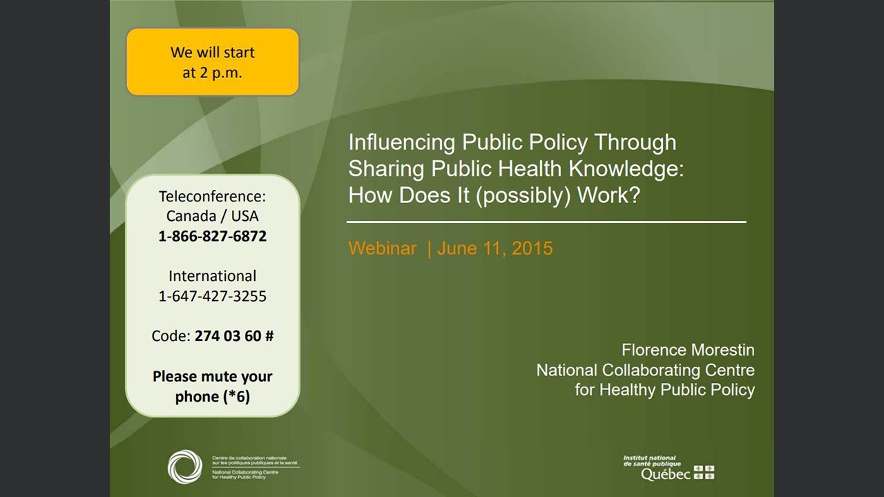 Webinar - Influencing Public Policy Through Sharing PH Knowledge: How Does It (possibly) Work?