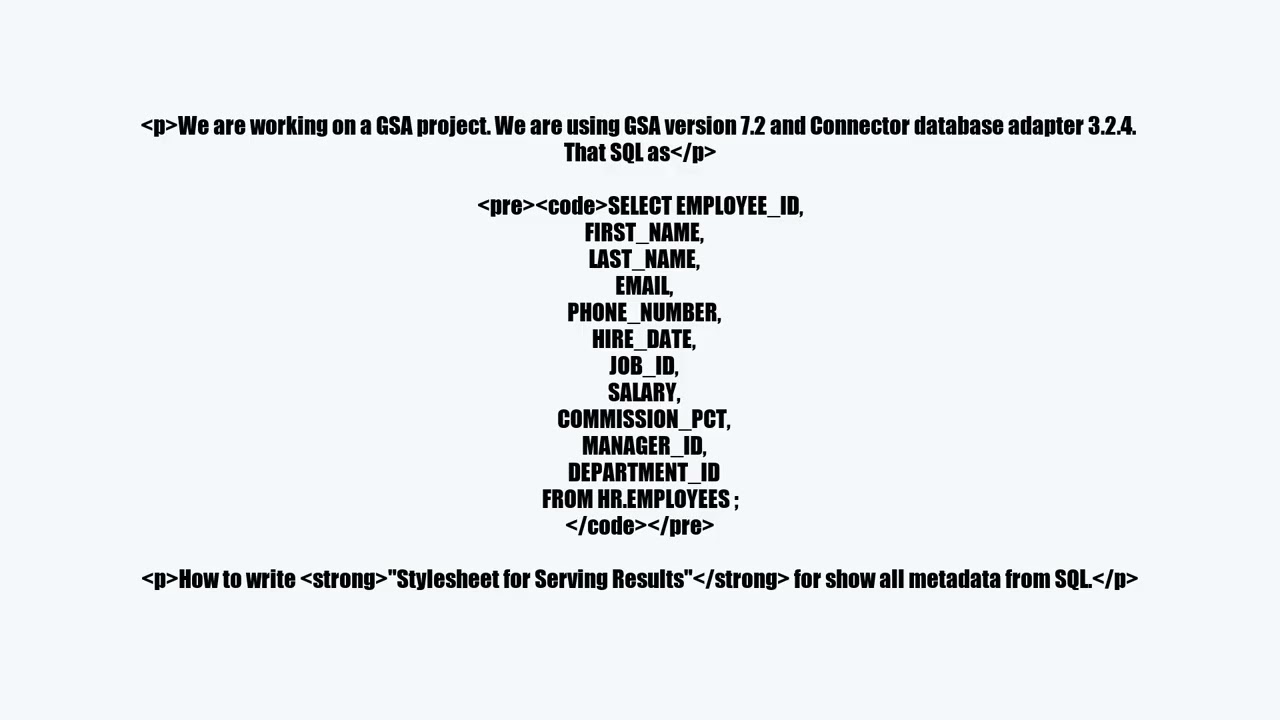 GSA use connector for databases do not have metadata?