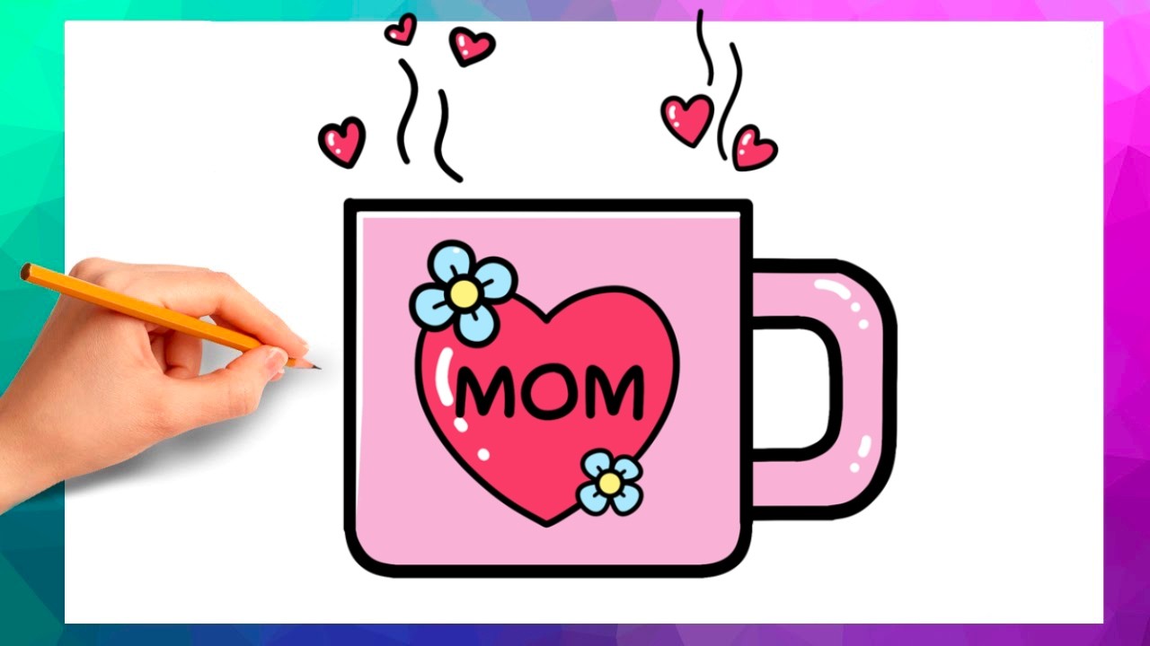 Mother's Day Drawing | How to Draw (❤️MOM) Cute Tea Cup Easy for Mother's Day