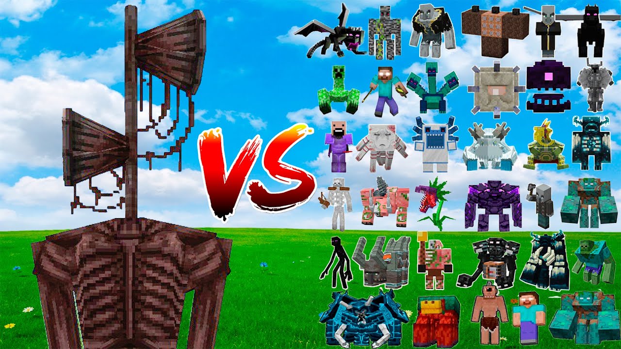 Siren Head vs All Minecraft Bosses - Minecraft Mob Battle