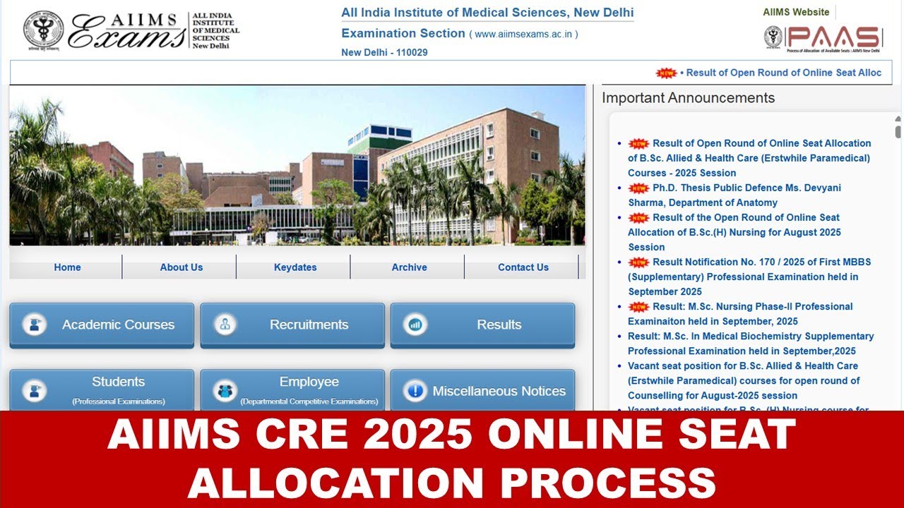 AIIMS CRE 2025 ONLINE SEAT ALLOCATION PROCESS || LATEST UPDATES 2025 @pharmshala