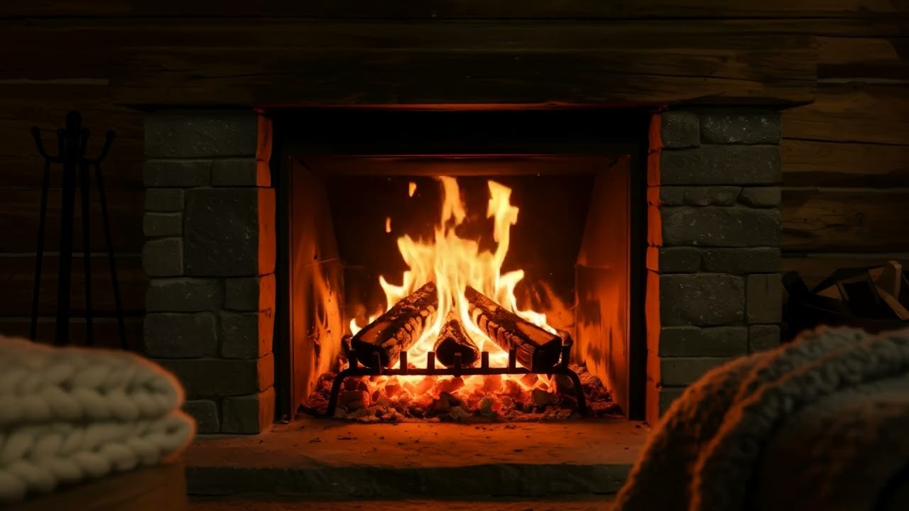 The sound of crackling fire in the fireplace. Relaxing fireplace 4K video. 🔥