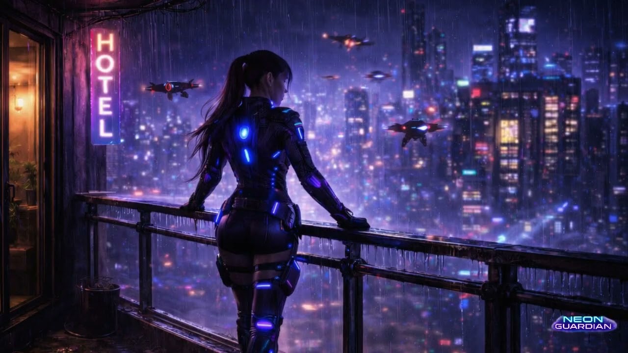 Neon Guardian II — Dark Cyber Chill Night Drive (45 Min | 90 BPM)