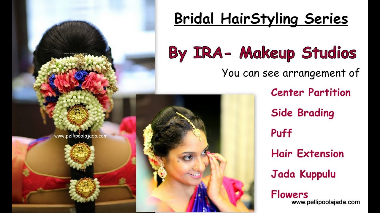 South Indian Bridal Hairstyling Series : Poolajada with Flowers