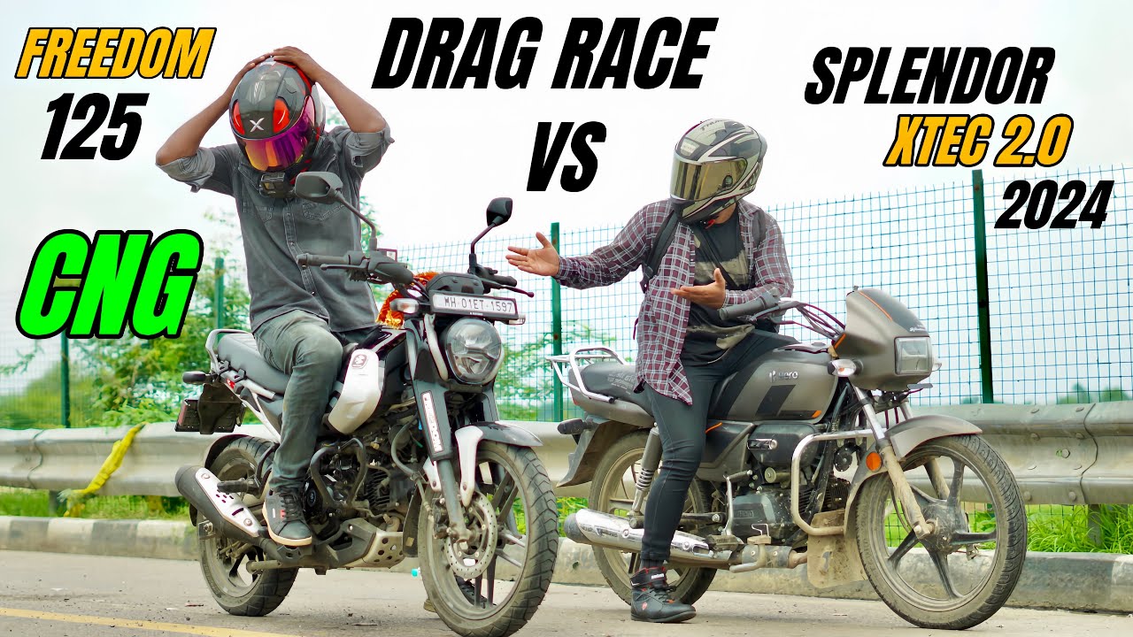 bajaj freedom 125 vs hero splendor xtec 2.0 | cng vs petrol | drag race 🔥