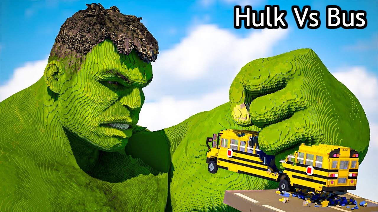 Hulk vs School Bus , Tank and  Cars Gameplay Teardown Vid-3