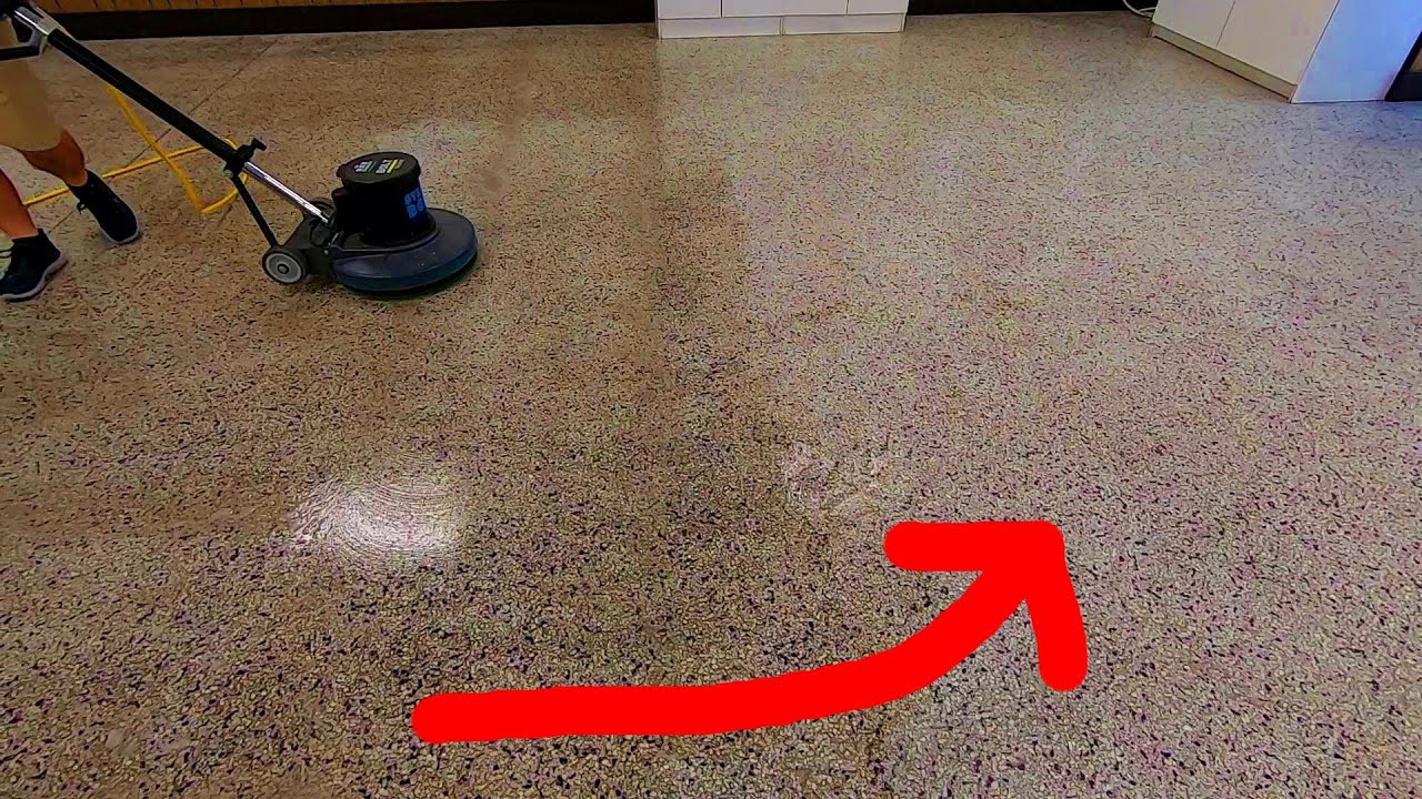 SCRUB AND RECOAT ON ABUSED TERRAZZO FLOORING!