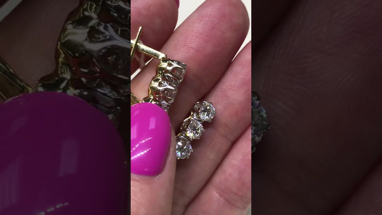 Продано⛔️ Золотые Серьги СССР 750 Светофоры с Бриллиантами 1kt.700