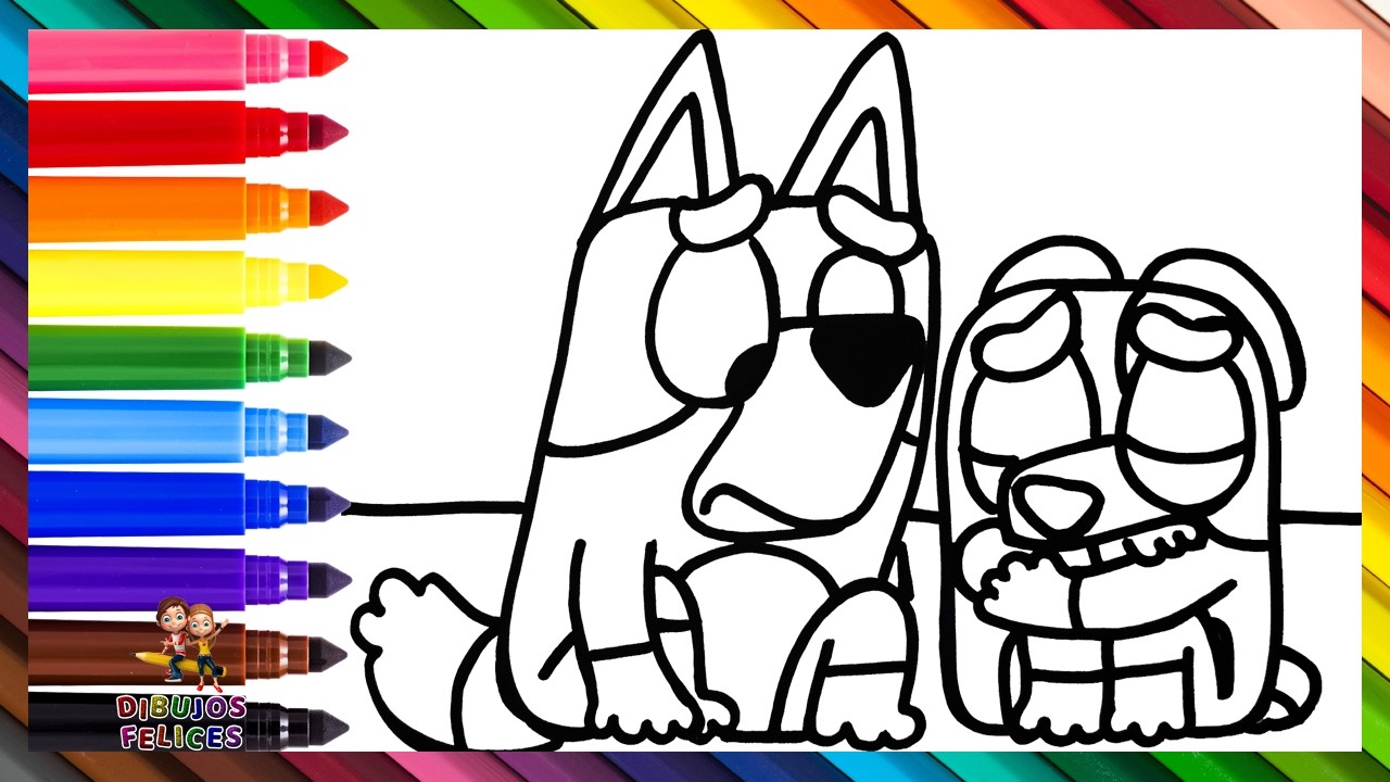 Dibuja y Colorea A Bluey Y Bingo Tristes 🐶😥🐶 Dibujos Para Ni&ntilde;os