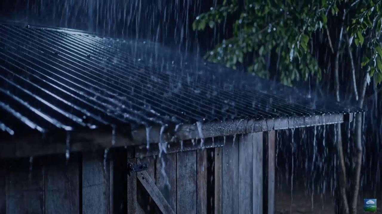 Late Night Steady Rain on Tin Roof with Soft Thunder | Relaxing ASMR for Stress Relief