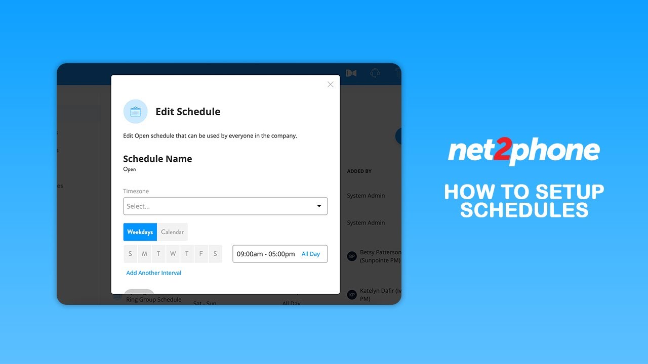 How to setup schedules on Net2Phone