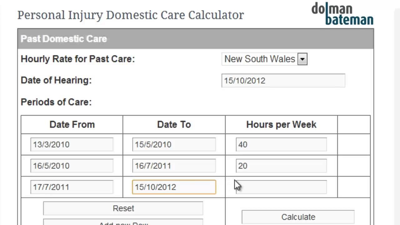 Personal Injury Domestic Care Calculations in 48 Seconds