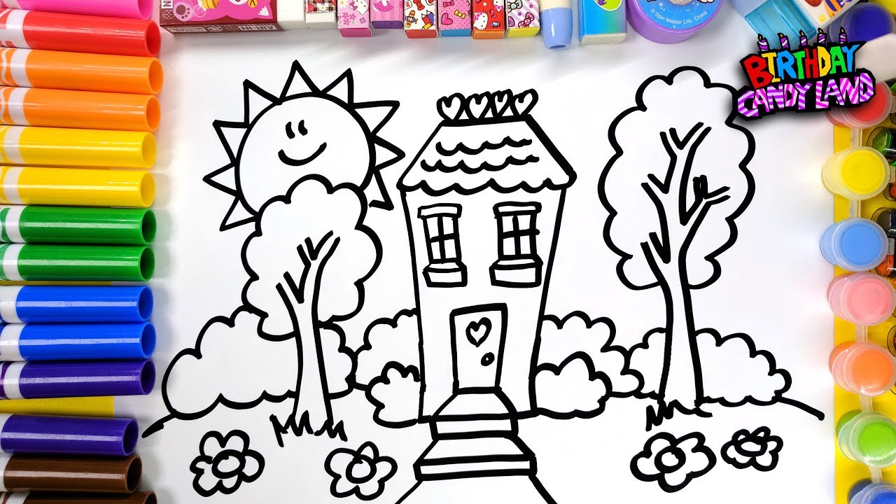 Learn to Color and Draw a Cartoon House Coloring for Children