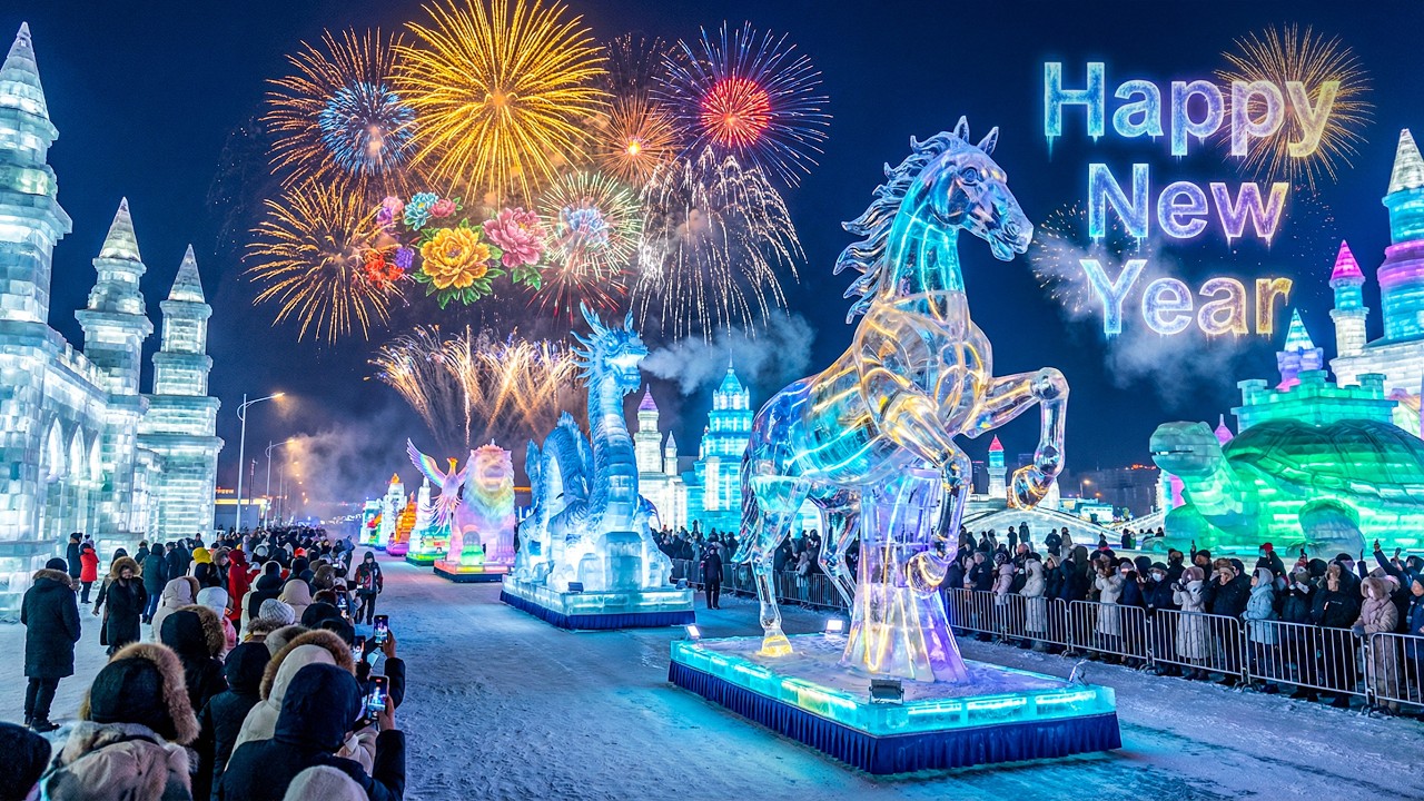 Новый год 2026 в Харбине — Ледяном городе | Захватывающий ледовый парад в честь Нового года в Китае