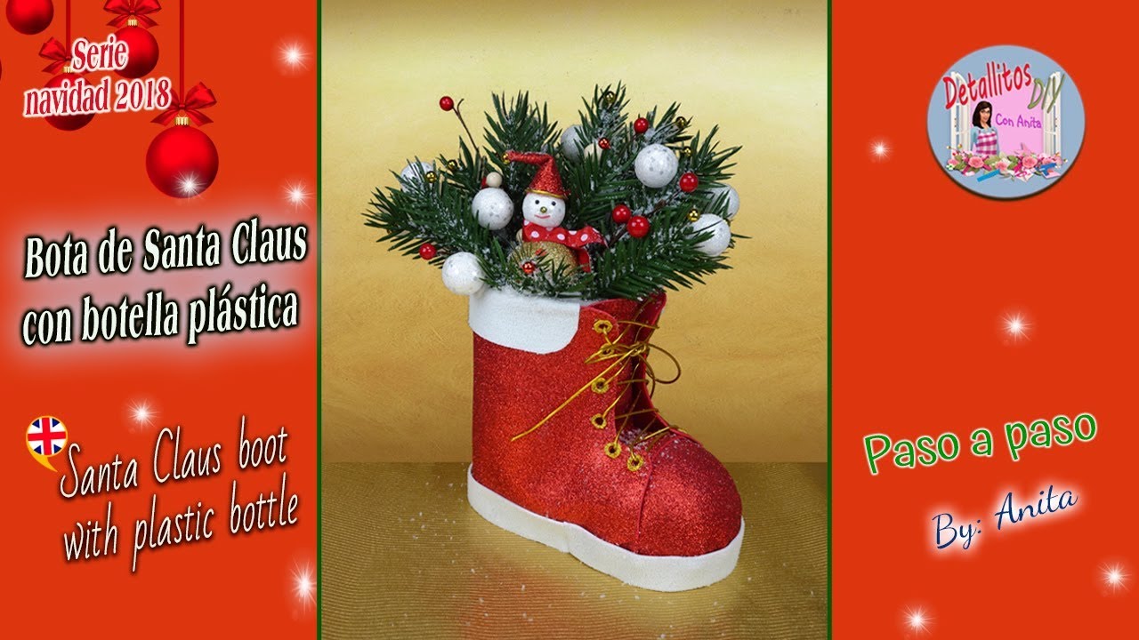 Bota de Santa Claus con botella plástica