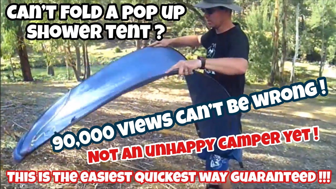 EASIEST WAY to fold up shower tent HACK video easy - S1 Ep 2 - April 2018 #stresslesscampmore !