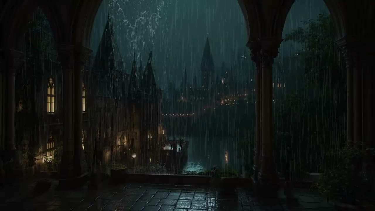 Dark Castle Window Rain and Thunder Ambience for Deep Sleep, Study Focus & Peaceful Meditation