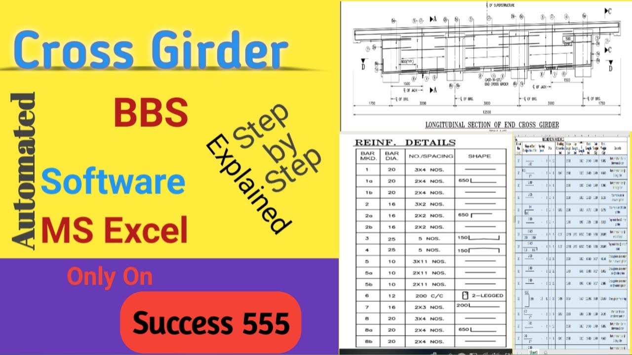 Cross Girder BBS /Step by Step explained / Automated Excel File / Diaphragm BBS/ Only on Success 555