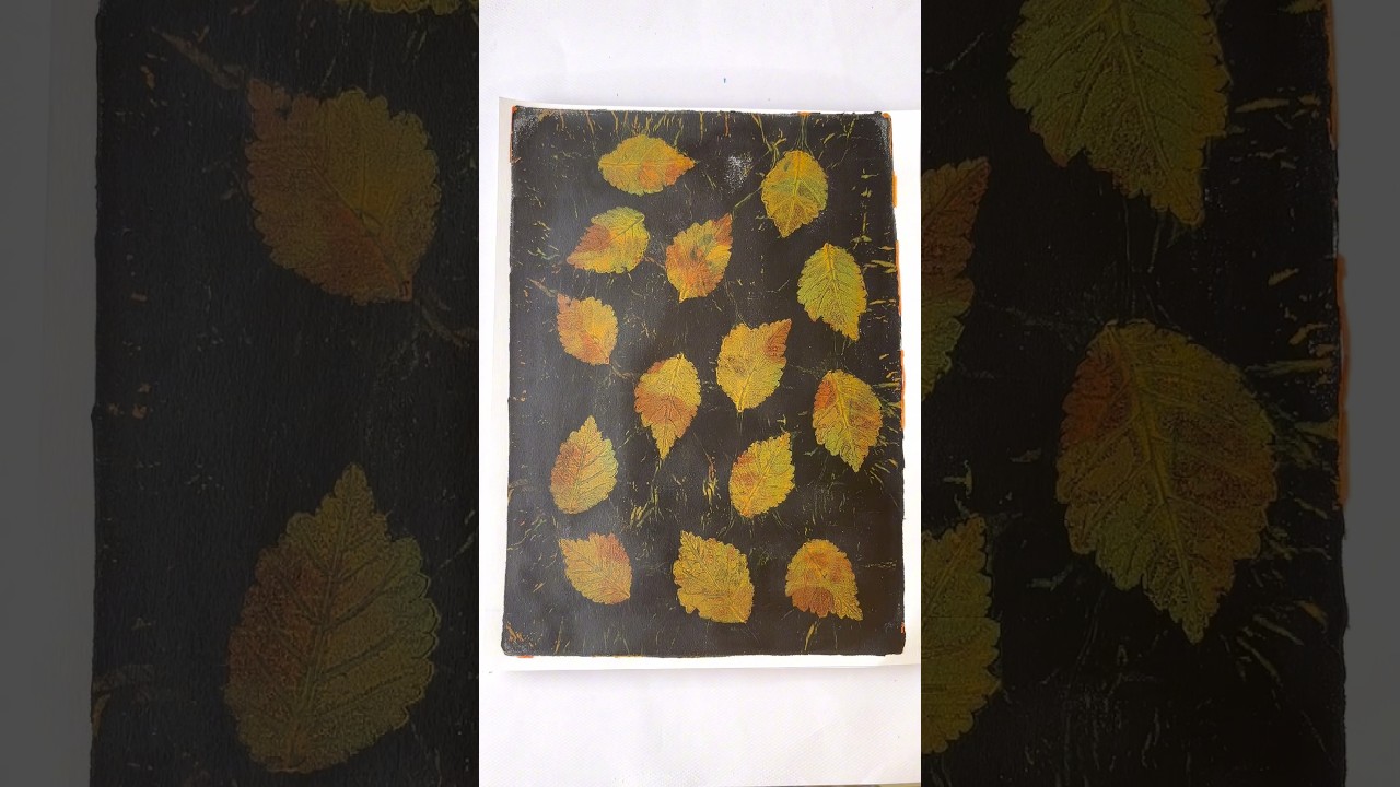 Beautiful autumn leaves with Gelli printing🍂🍁#gelliplate #gelliprinting #leaf #leaves #gelliprint