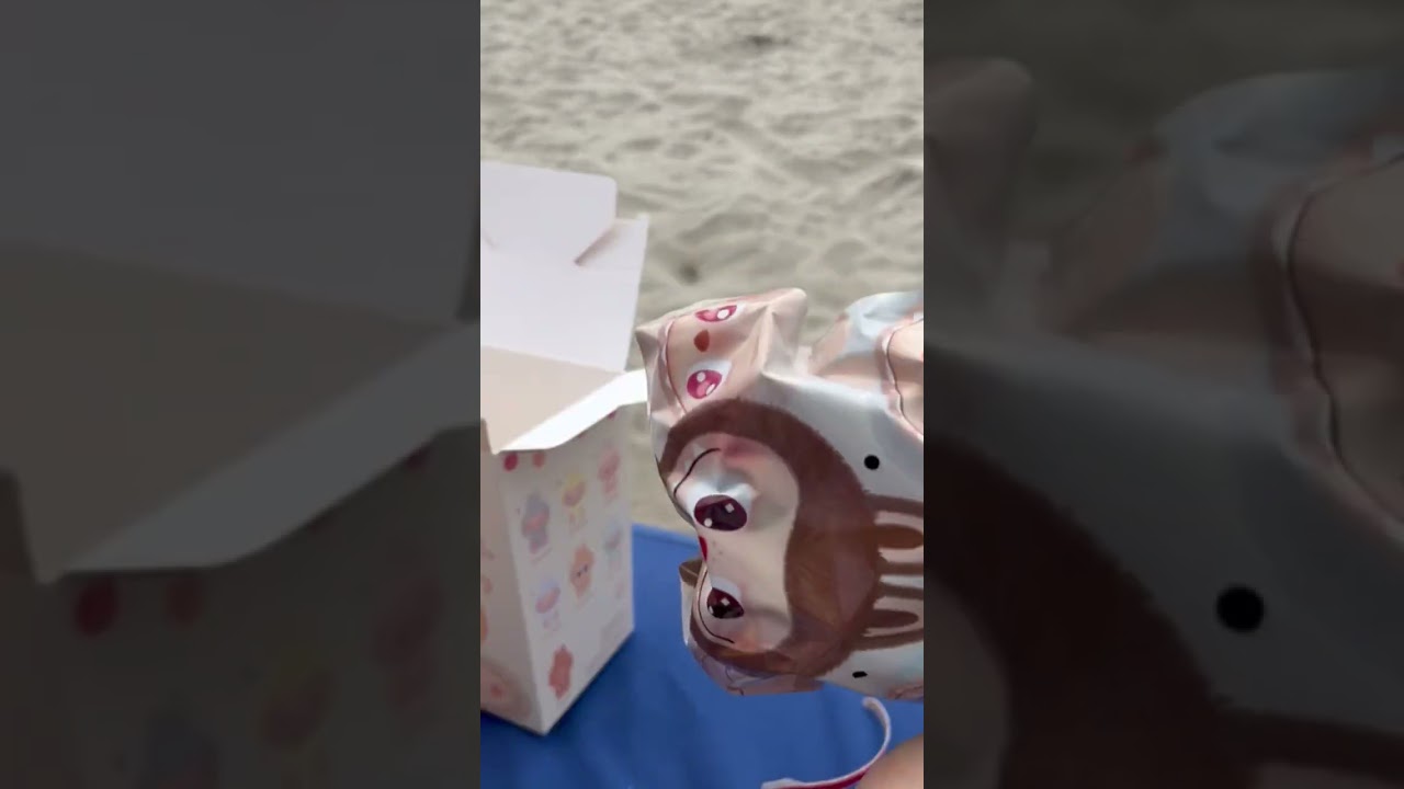 Opening my first LABUBU on the beach!🏖️ #labubu #popmart #beach