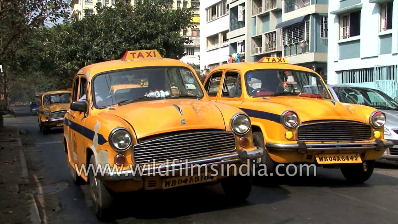 Yellow Hindustan Ambassador Taxi cabs of Kolkata
