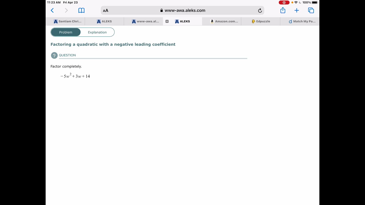 Factoring a quadratic with a negative leading coefficient
