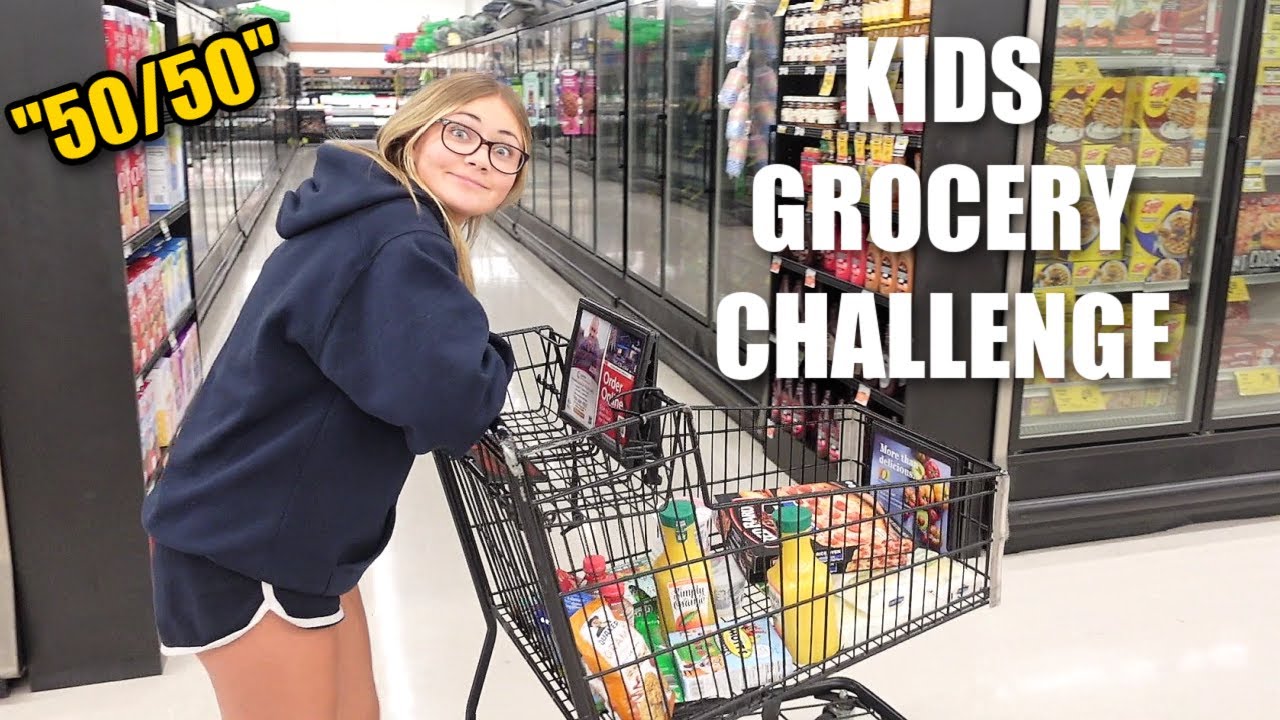 KIDS GROCERY SHOPPING CHALLENGE | Letting our 17-year old BUY OUR FAMILY GROCERIES in 50/50 HAUL