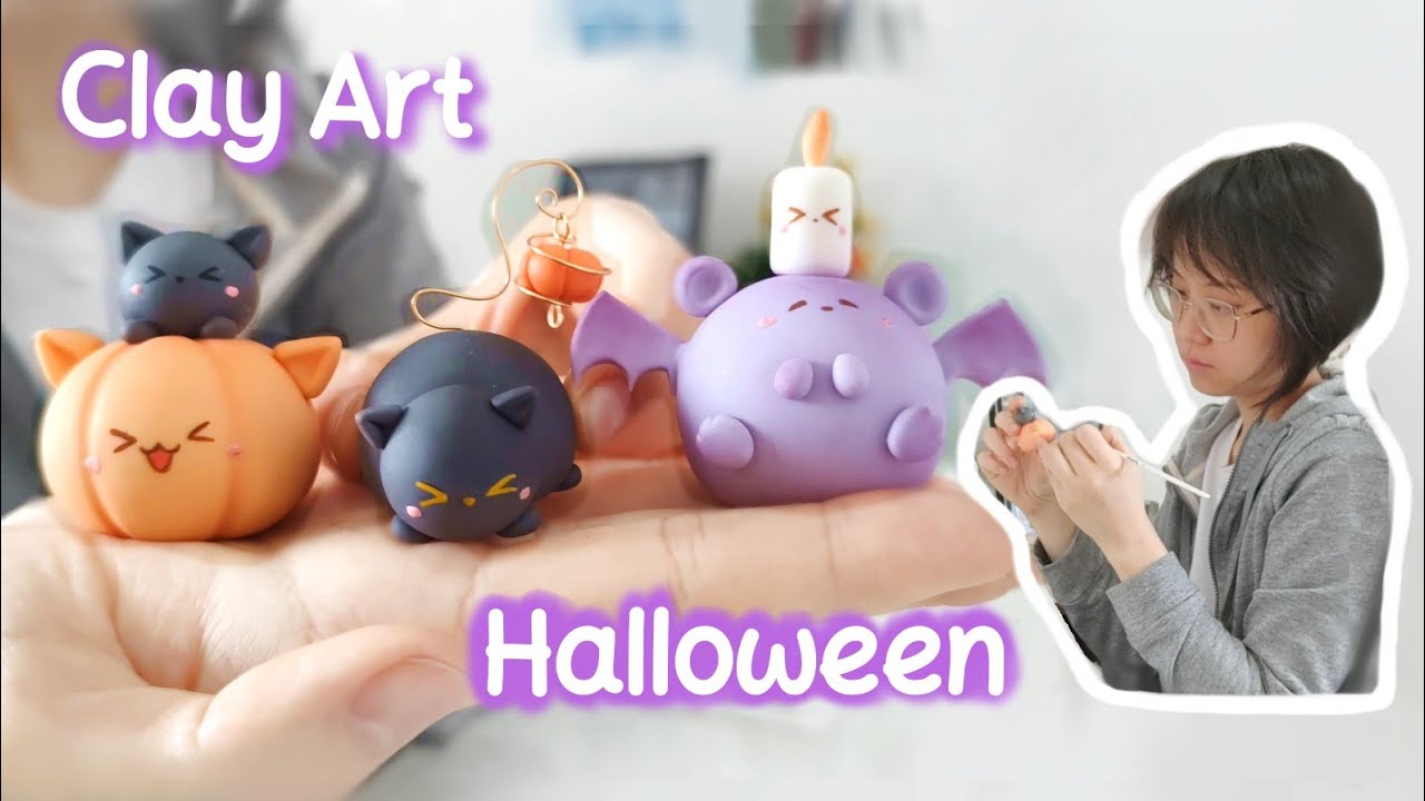 🎃 I Transformed my characters into Halloween figurines 🎨 Air dry clay