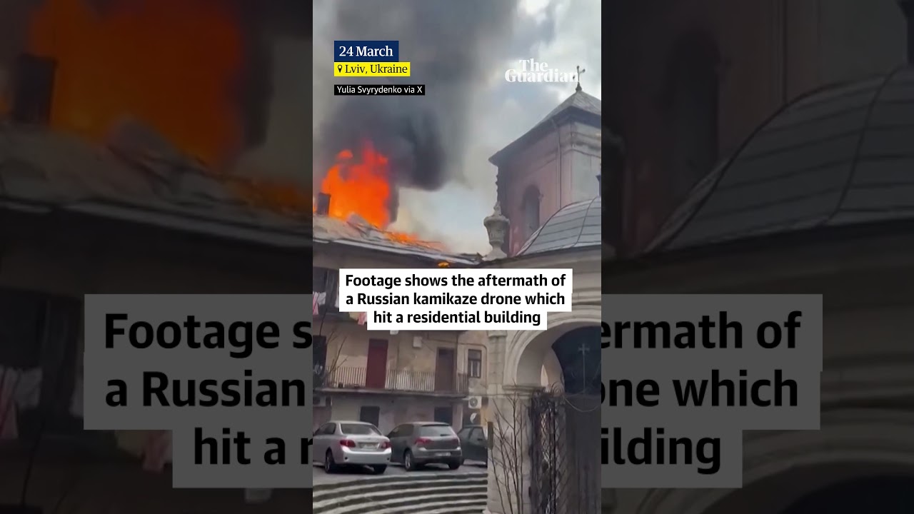 Russian drone hits Ukrainian city centre as Moscow launches large-scale strikes