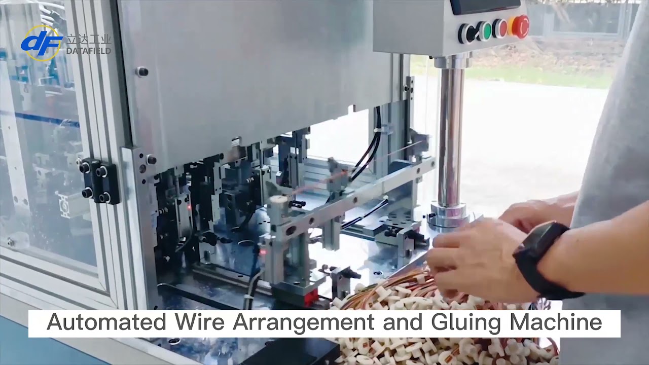 Automated wire arrangement and gluing machine