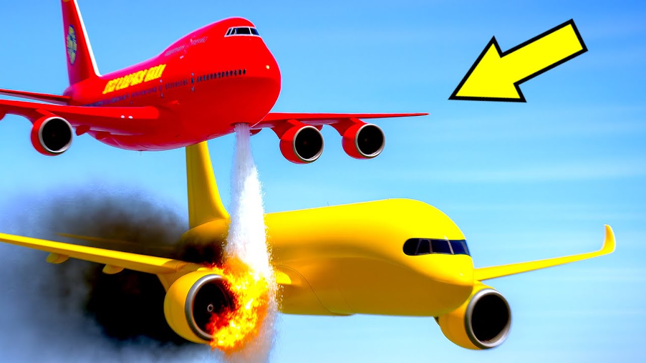 Aeroplane Firefighter Extinguishes A Burning Airplane Mid-Air In GTA 5 (Emergency Landing)