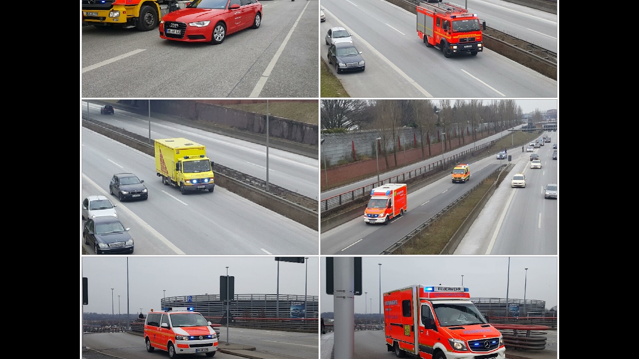 (Großeinsatz am Flughafen Hamburg!) Einsatzfahrten von Flughafenfeuerwehr, BF+FF Hamburg