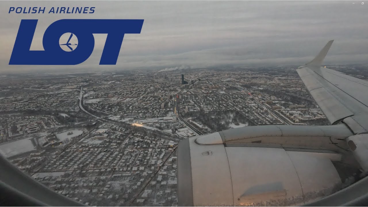 LOT Polish Airlines Embraer 195 snowy landing in Wrocław (LO3847)